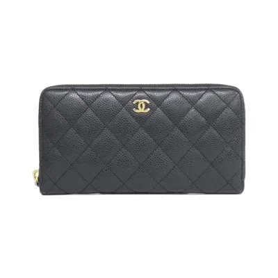 Pre-owned Chanel Black Bordeaux Grained Calfskin Long Wallet (bi-fold) () In Multi