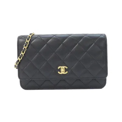Pre-owned Chanel Black Bordeaux Leather Chain/shoulder Wallet () In Multi