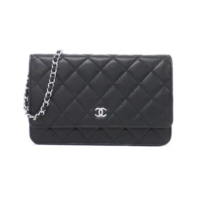 Pre-owned Chanel Black Bordeaux Leather Chain/shoulder Wallet () In Multi