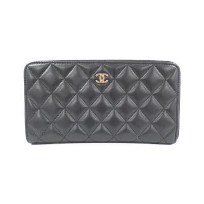 Pre-owned Chanel Black Bordeaux Leather Long Wallet (bi-fold) () In Multi