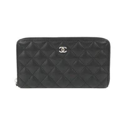 Pre-owned Chanel Black Bordeaux Leather Long Wallet (bi-fold) () In Multi