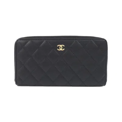 Pre-owned Chanel Black Bordeaux Leather Long Wallet (bi-fold) () In Black, Bordeaux