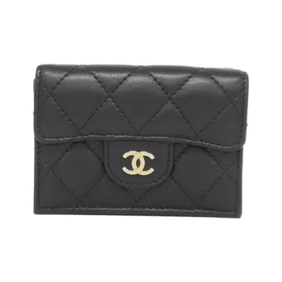 Pre-owned Chanel Black Bordeaux Leather Wallet (tri-fold) () In Black, Bordeaux