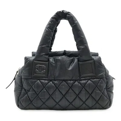 Pre-owned Chanel Black Bordeaux Nylon Leather Handbag Tote Bag ()