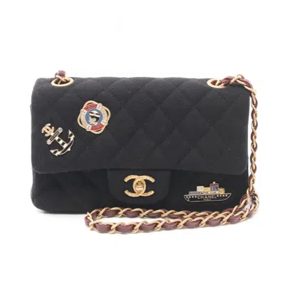 Pre-owned Chanel Black Bordeaux Wool Leather Shoulder Bag ()