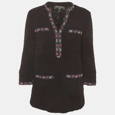 Pre-owned Chanel Black Boucle Button Detail Tunic S