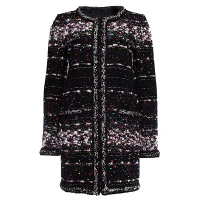 Pre-owned Chanel , Black Boucle Coat With Multi-colored Weave