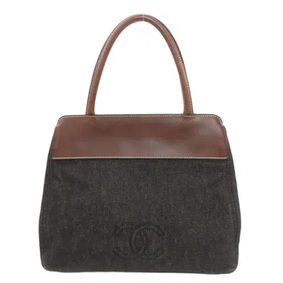 Pre-owned Chanel Black Brown Denim Tote Bag () In Multi