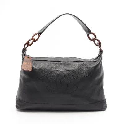 Pre-owned Chanel Black Brown Leather Shoulder Bag ()