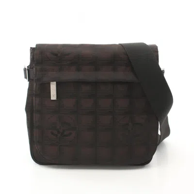Pre-owned Chanel Black Brown Nylon Canvas Shoulder Bag ()