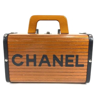 Pre-owned Chanel Black Brown Wood Handbag Vanity Bag () In Black, Brown