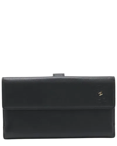 Chanel Black Calfskin Camellia Wallet (authentic Pre-loved)