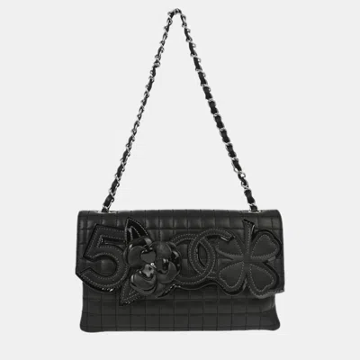 Pre-owned Chanel Black Calfskin Choco Bar Chain Handbag