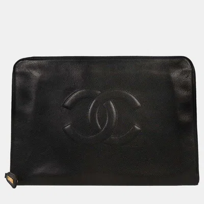 Pre-owned Chanel Black Calfskin Clutch Bag