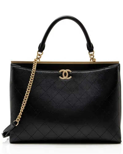 Pre-owned Chanel Black Calfskin Coco Luxe Large Shopping Tote (authentic Pre-loved)