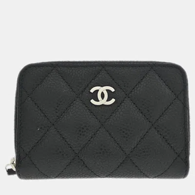 Pre-owned Chanel Black Calfskin Coin Purse Wallet