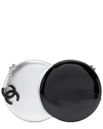 Pre-owned Chanel Black Calfskin Double Circle Clutch (authentic Pre-loved)