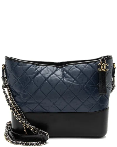 Pre-owned Chanel Black Calfskin Gabrielle Medium Hobo (authentic Pre-loved)