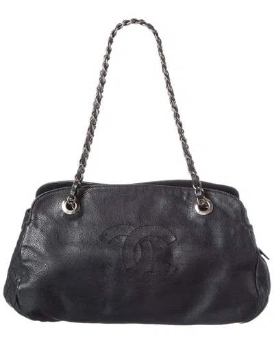 Pre-owned Chanel Black Calfskin Leather Cc Tote (authentic Pre-loved)