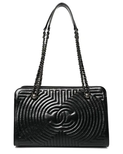 Pre-owned Chanel Black Calfskin Leather Glazed Quilted Korean Garden Tote (authentic  Pre-loved)