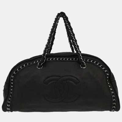 Pre-owned Chanel Black Calfskin Luxury Line Bowling Bag