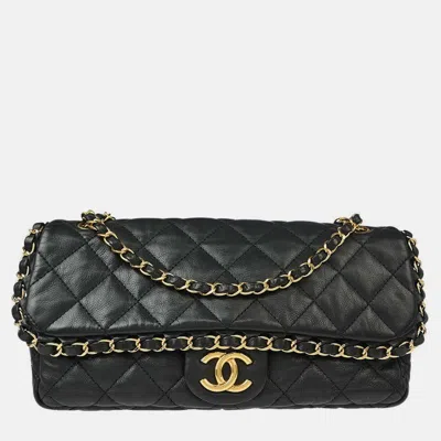 Pre-owned Chanel Black Calfskin Luxury Line Chain Me Shoulder Bag