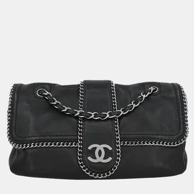 Pre-owned Chanel Black Calfskin Luxury Line Madison Flap Shoulder Bag