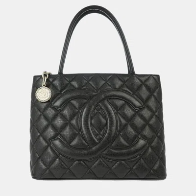 Pre-owned Chanel Black Calfskin Medallion Tote Handbag