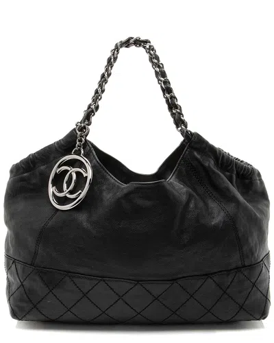 Pre-owned Chanel Black Calfskin Petit Cocos Cabas Shopper Tote (authentic Pre-loved)