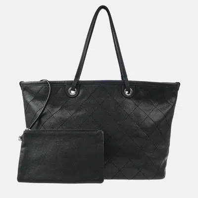 Pre-owned Chanel Black Calfskin Shopping Fever Tote Handbag
