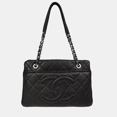 Pre-owned Chanel Black Calfskin Timeless Cc Chain Tote Bag