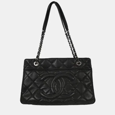 Pre-owned Chanel Black Calfskin Timeless Cc Chain Tote Bag