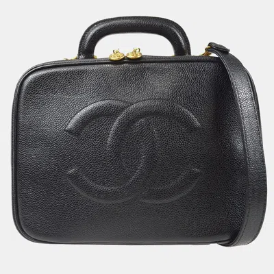 Pre-owned Chanel Black Calfskin Timeless Lunch Box Vanity 24 2way Handbag