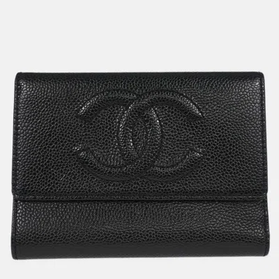 Pre-owned Chanel Black Calfskin Trifold Wallet