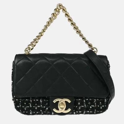 Pre-owned Chanel Black Calfskin Tweed 2way Handbag