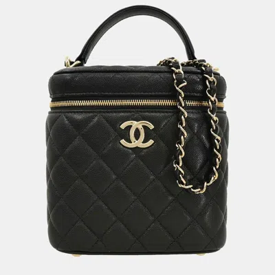 Pre-owned Chanel Black Calfskin Vanity 2way Handbag