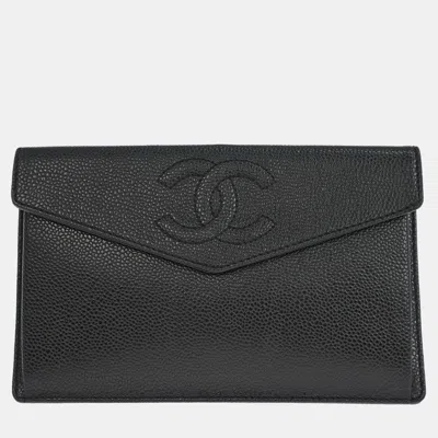 Pre-owned Chanel Black Calfskin Wallet
