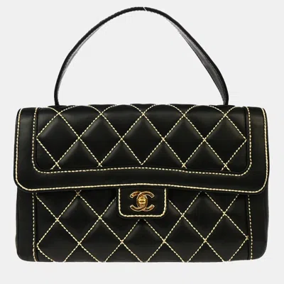 Pre-owned Chanel Black Calfskin Wild Stitch Handbag