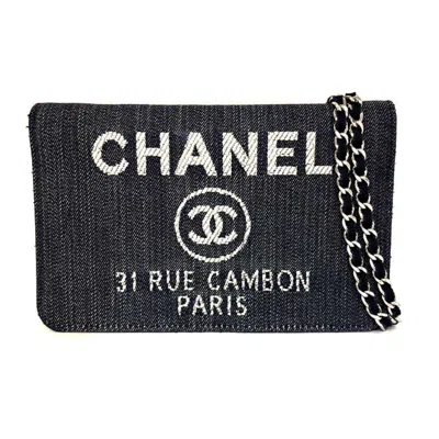 Pre-owned Chanel Black Canvas Chain/shoulder Wallet ()