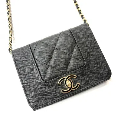 Pre-owned Chanel Black Canvas Chain/shoulder Wallet ()