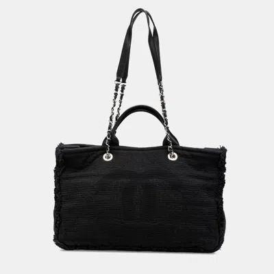 Pre-owned Chanel Black Medium Cc Double Face Deauville Tote Bag