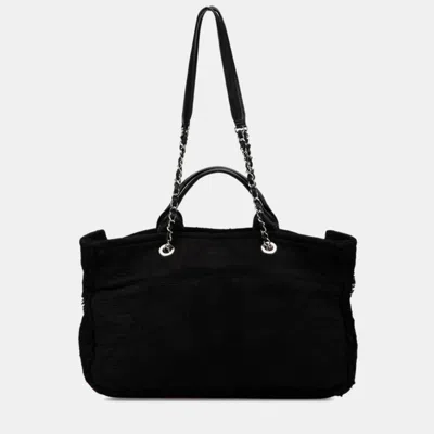 Pre-owned Chanel Black Canvas Leather Coco Mark Chain Shoulder Bag