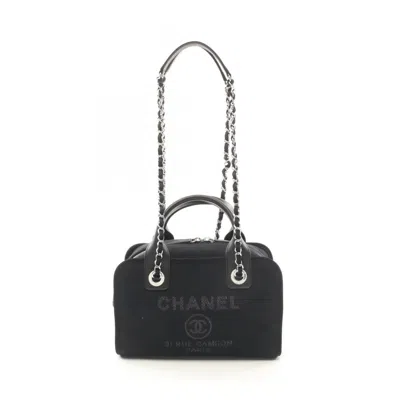 Pre-owned Chanel Black Canvas Leather Shoulder Bag ()