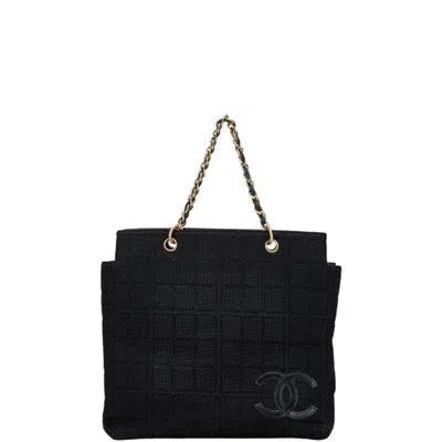 Pre-owned Chanel Black Canvas Leather Tote Bag ()