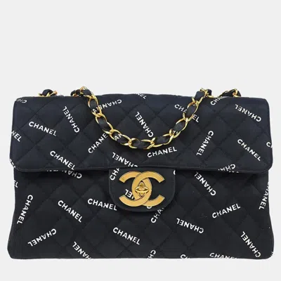 Pre-owned Chanel Black Canvas Maxi Classic Flap Shoulder Bag