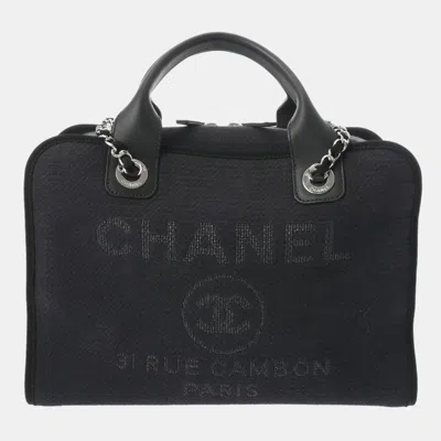 Pre-owned Chanel Black Canvas Medium Deauville Tote Bag