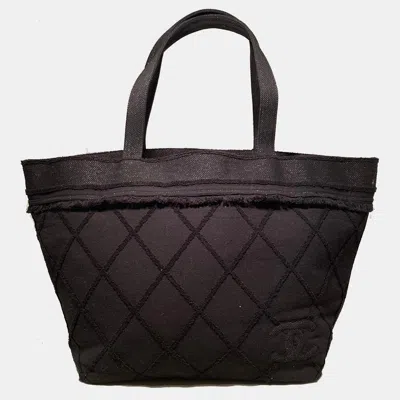 Pre-owned Chanel Black Canvas Raw Edge Tote Bag