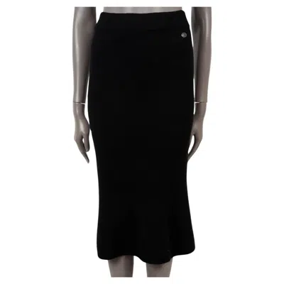Pre-owned Chanel Black Cashmere 2017 17a Cosmopolite Knit Midi Skirt 34 Xs