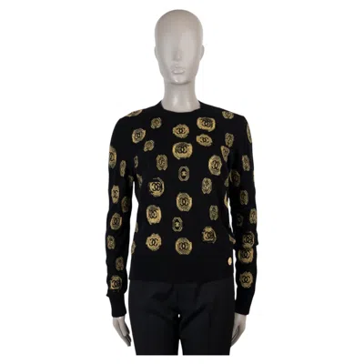 Pre-owned Chanel Black Cashmere 21a Chateau Des Dames Cc Coin Sweater 36 Xs
