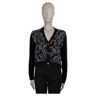 Pre-owned Chanel Black Cashmere 22c Dubai Peace Dove Cardigan Sweater 40 M